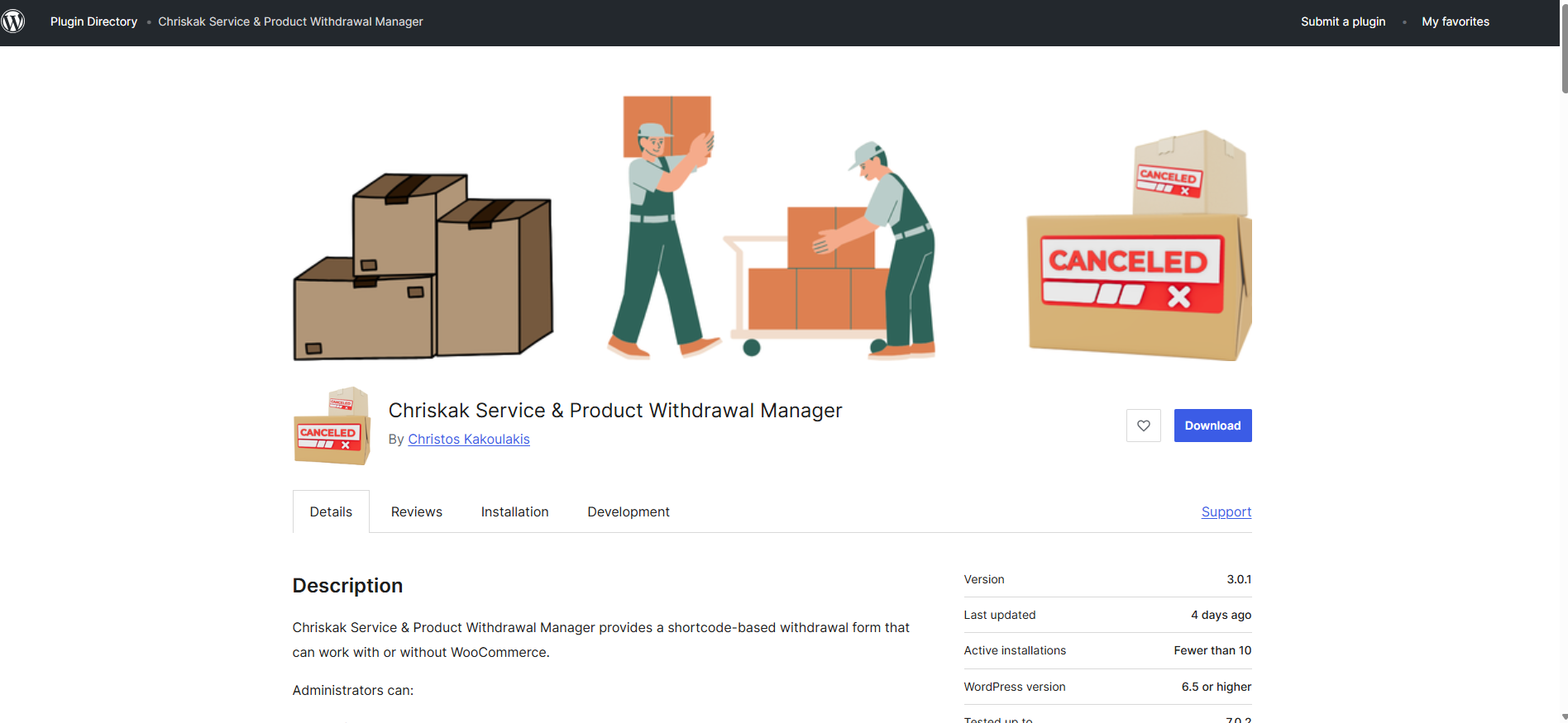 WordPress Plugin - Service and Product Withdrawal Manager
